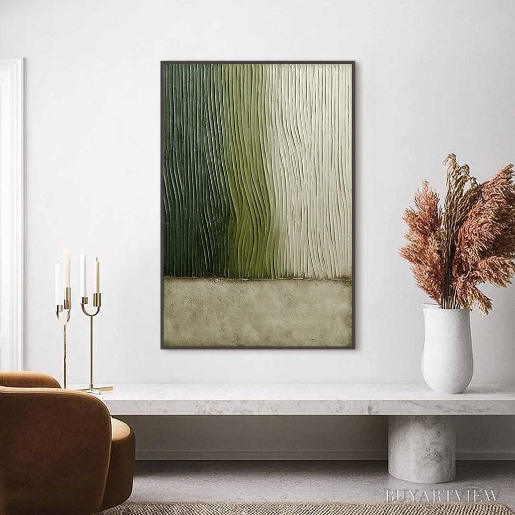 ARTOVITAS Verdant Groove – Textured Wabi Sabi Abstract Landscape Painting - image 2