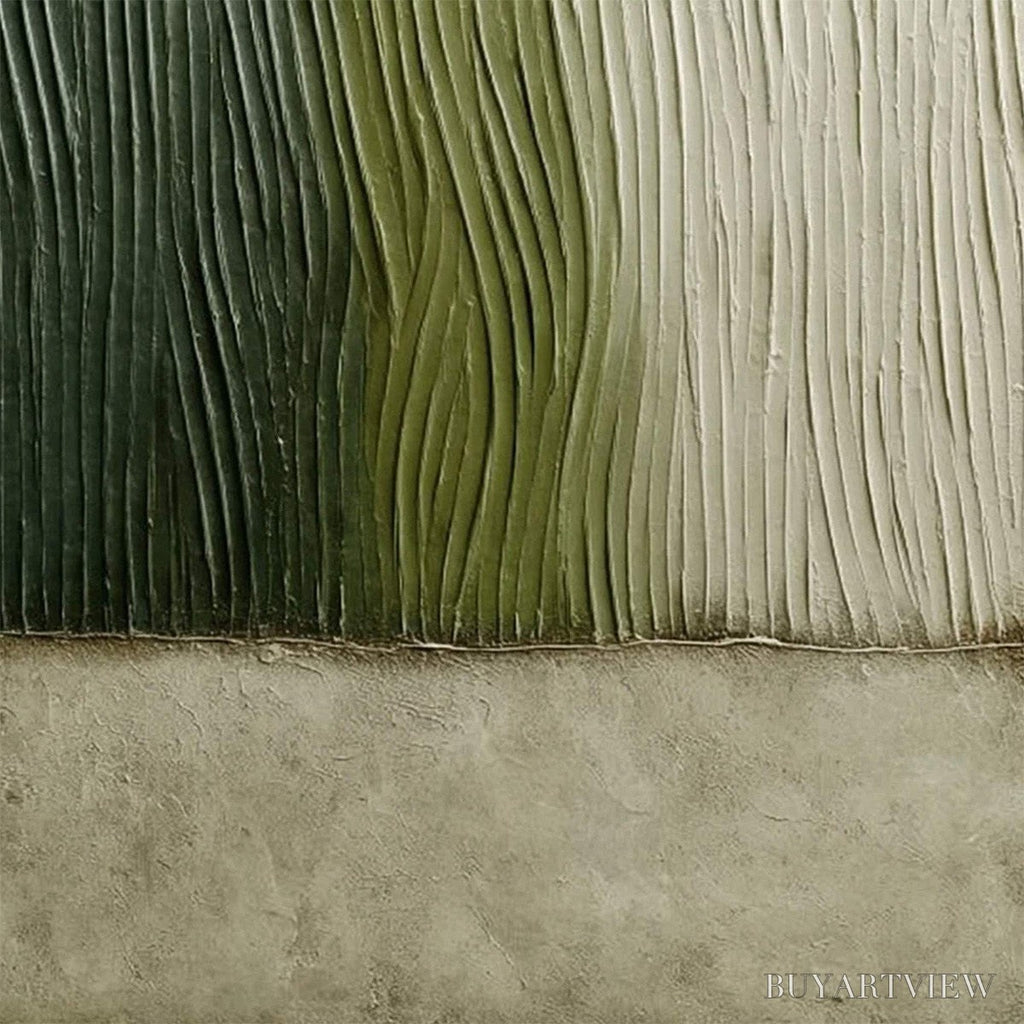 ARTOVITAS Verdant Groove – Textured Wabi Sabi Abstract Landscape Painting - image 5