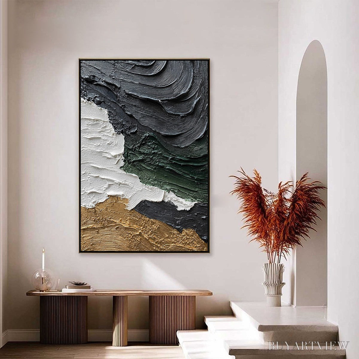 ARTOVITAS Terra Firma – Heavily Textured Wabi Sabi Abstract Landscape Painting - image 2