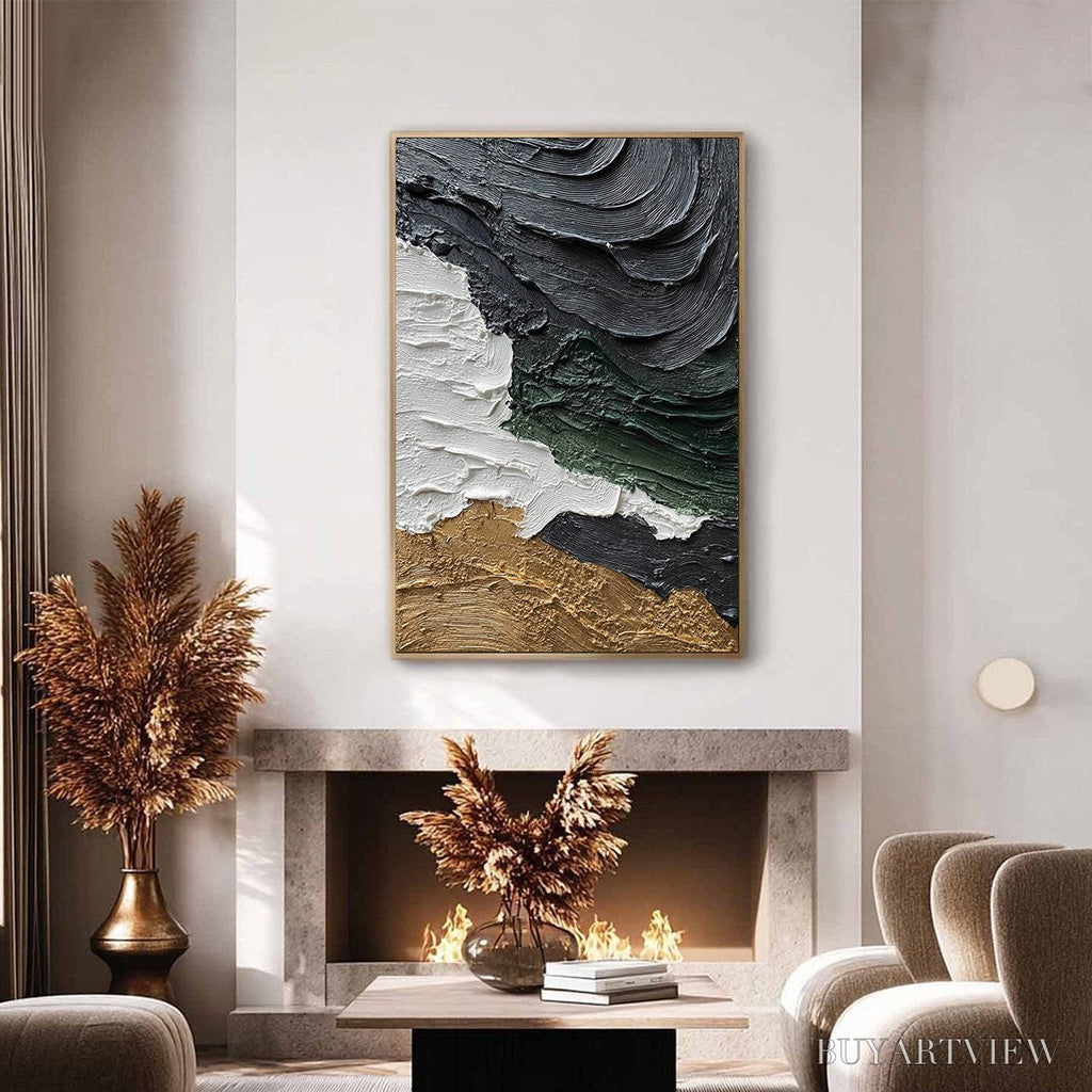 ARTOVITAS Terra Firma – Heavily Textured Wabi Sabi Abstract Landscape Painting - image 4