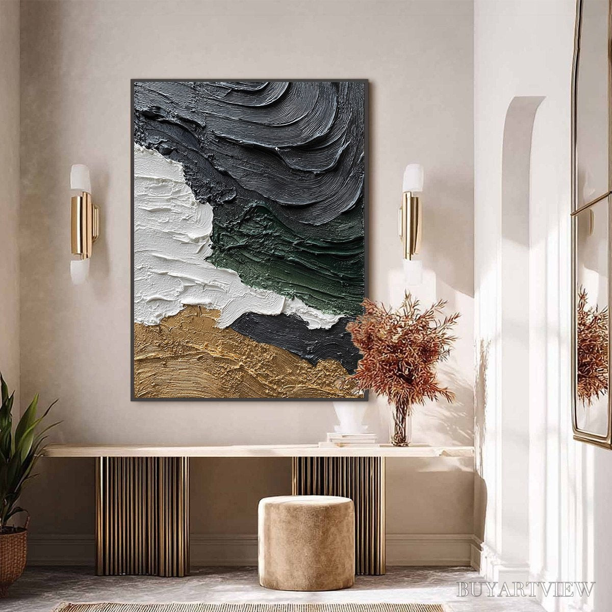 ARTOVITAS Terra Firma – Heavily Textured Wabi Sabi Abstract Landscape Painting - image 6