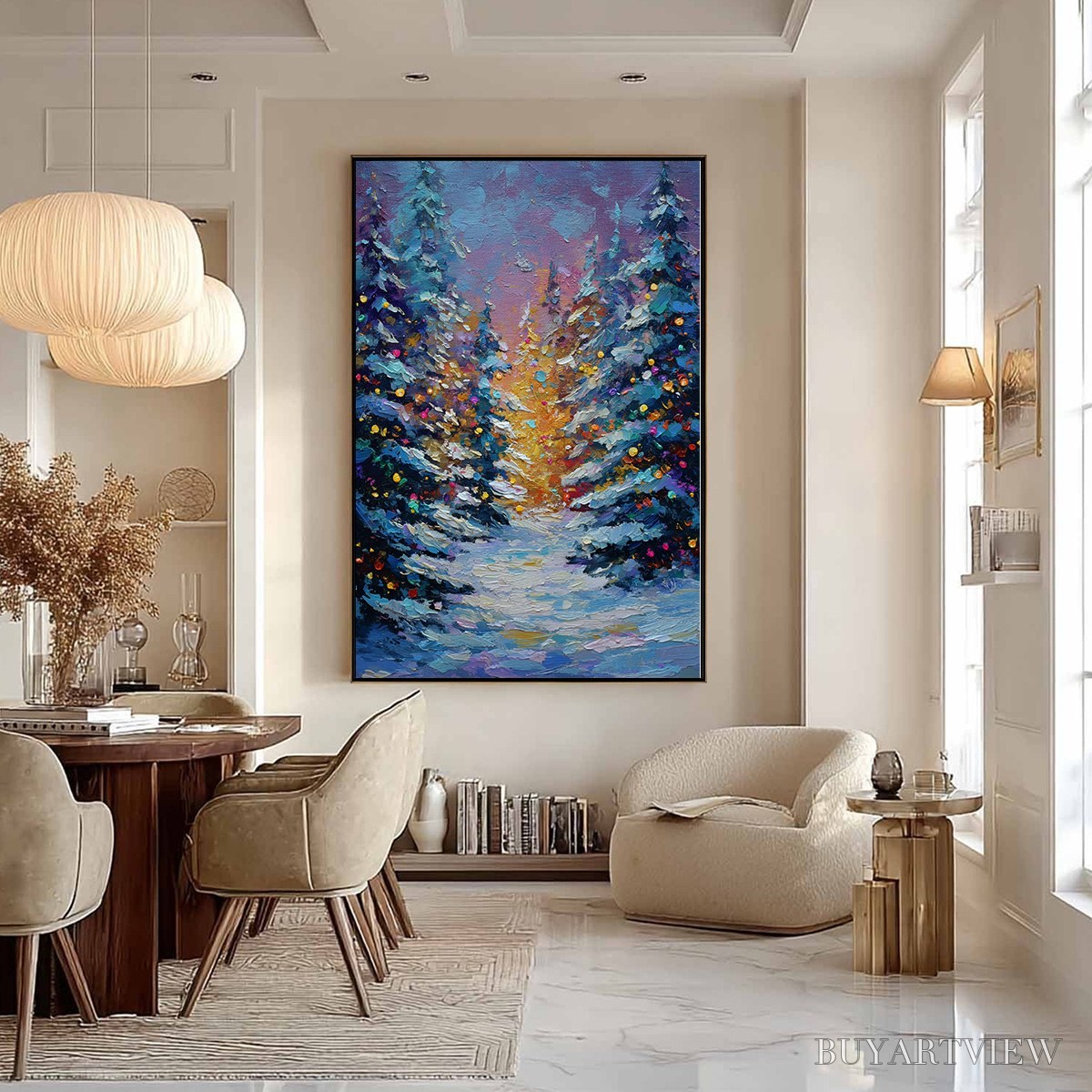 ARTOVITAS Winter'S Glow – Textured Impasto Winter Forest Landscape Oil Painting - image 4