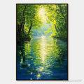ARTOVITAS Emerald Glow – Impressionist Forest River Landscape Painting - image 1