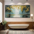 ARTOVITAS Ready to Ship | Golden Whispers – Textured Gold-Accented Forest Oil Painting - image 1