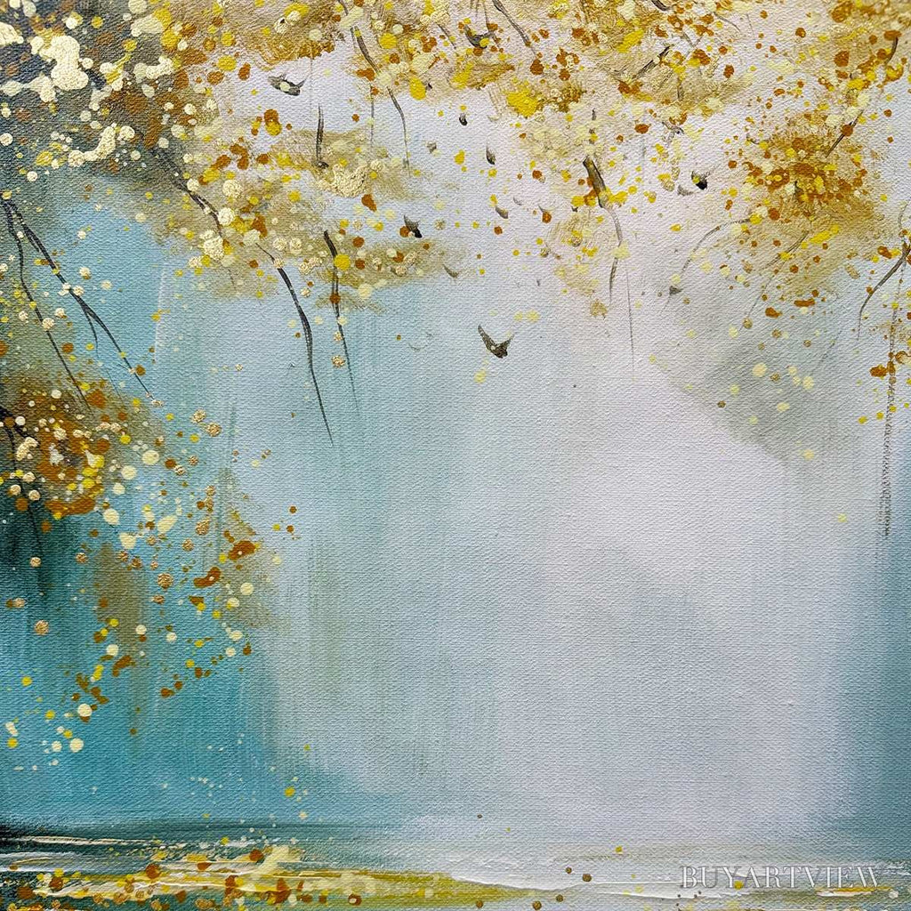 ARTOVITAS Ready to Ship | Golden Whispers – Textured Gold-Accented Forest Oil Painting - image 5