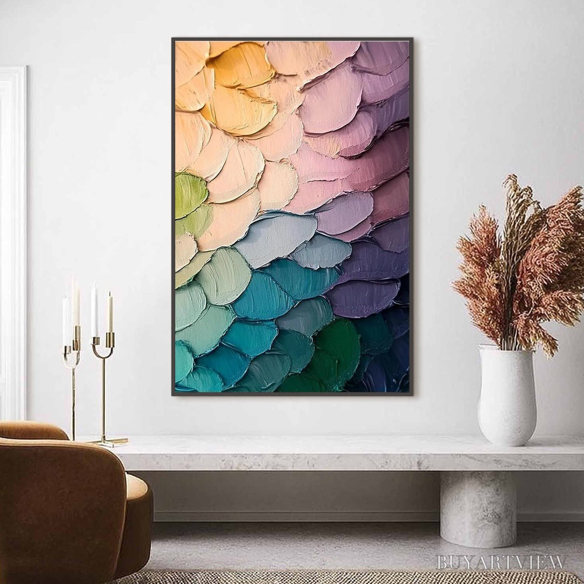 ARTOVITAS Rainbow Scales – Colorful Impasto Abstract Painting - image 4