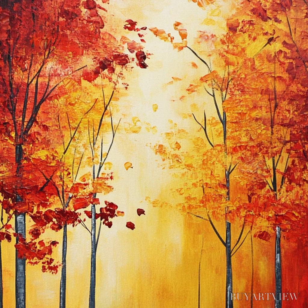 ARTOVITAS Autumn Glow – Textured Abstract Forest Oil Painting - image 6