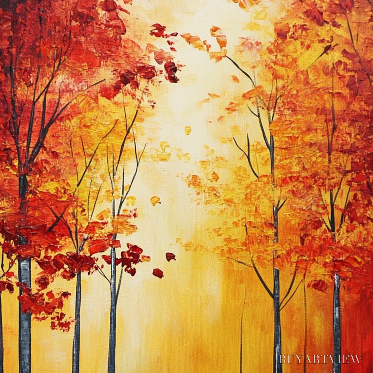 ARTOVITAS Autumn Glow – Textured Abstract Forest Oil Painting - image 6