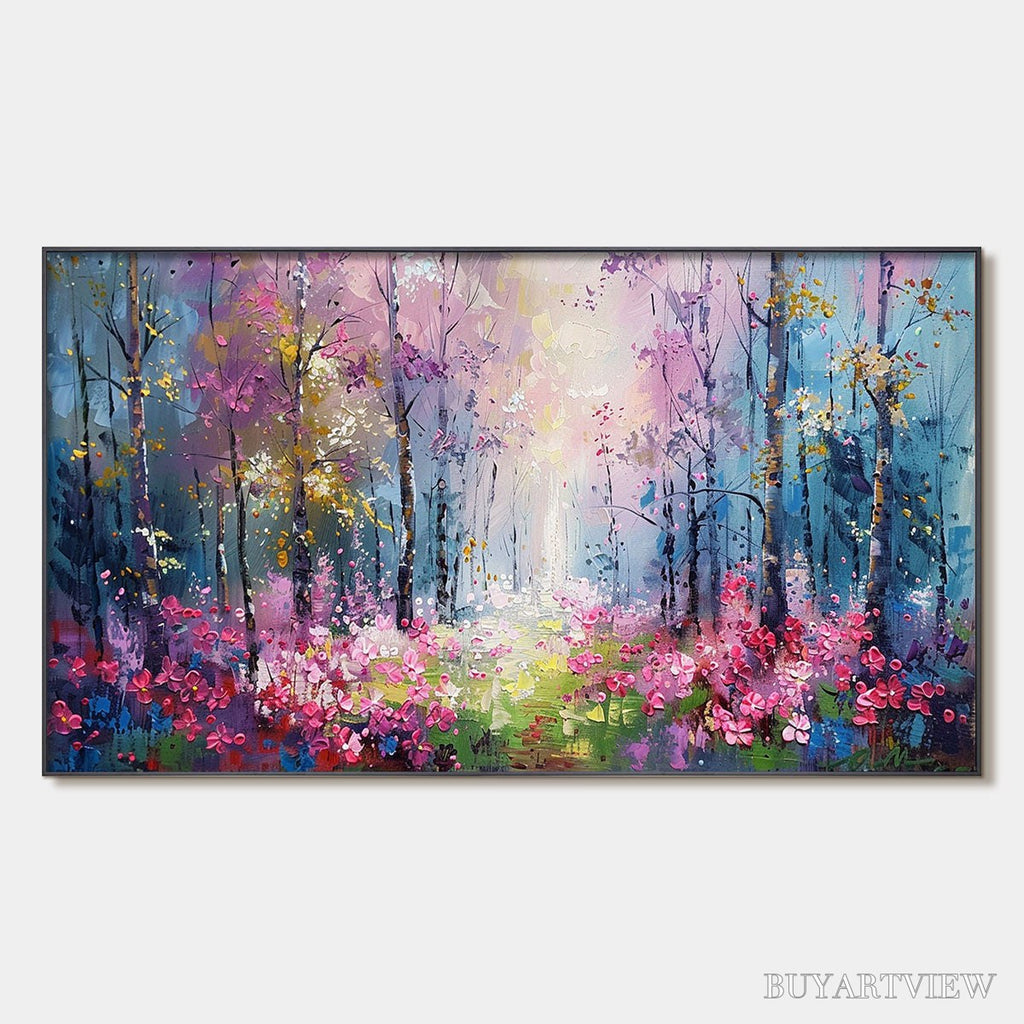 ARTOVITAS Whispering Woods – Textured Impasto Floral Forest Oil Painting - image 1
