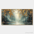 ARTOVITAS Golden Whispers – Textured Forest Landscape Oil Painting with Gold Accents - image 1