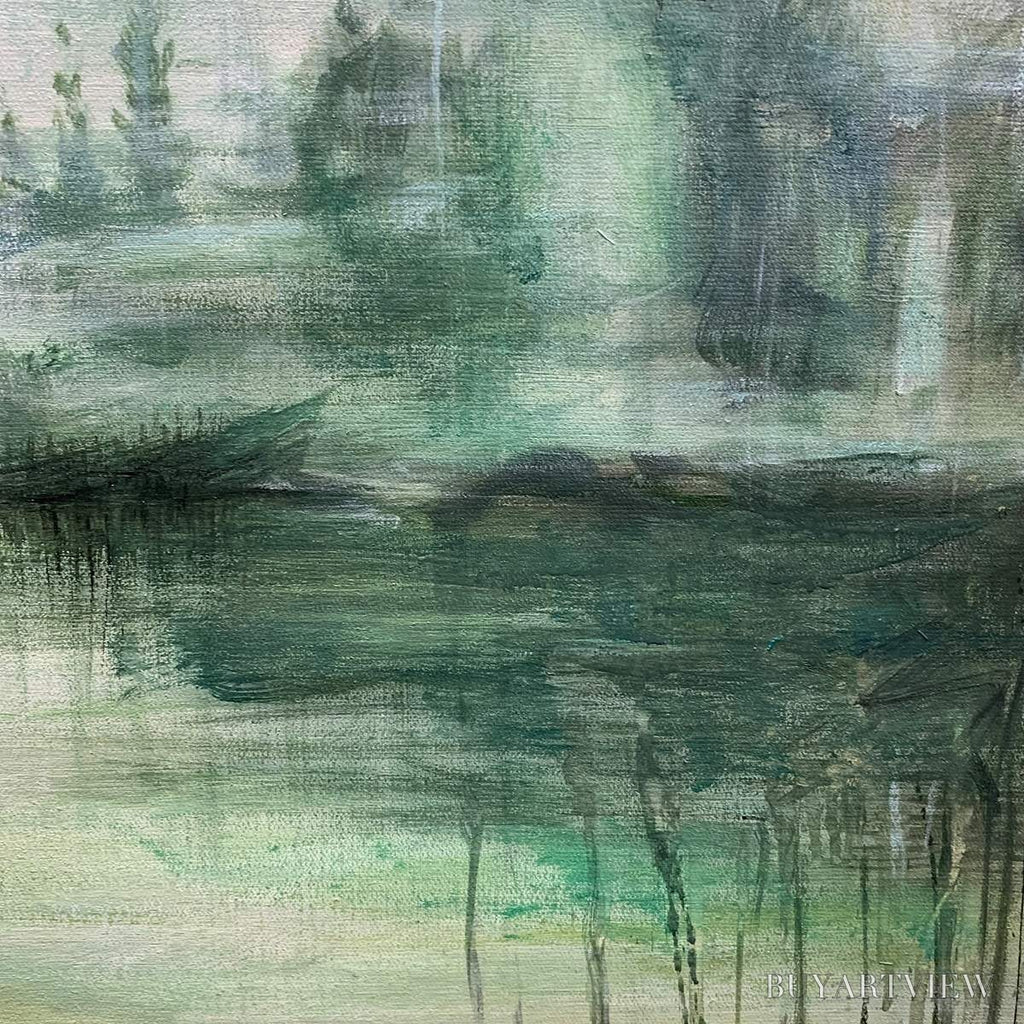 ARTOVITAS Emerald Mist – Textured Abstract Forest Landscape Oil Painting - image 3