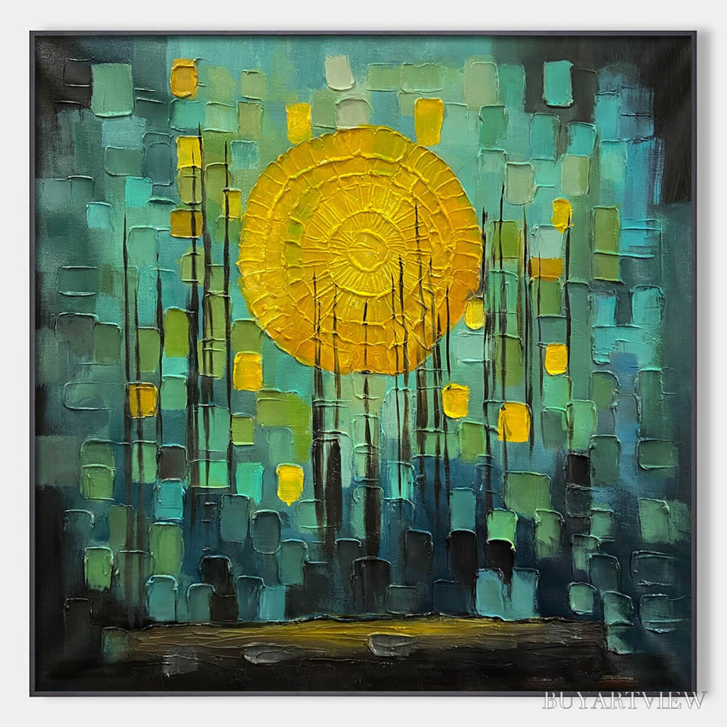ARTOVITAS Solar Forest – Abstract Forest Landscape Impasto Oil Painting - image 1
