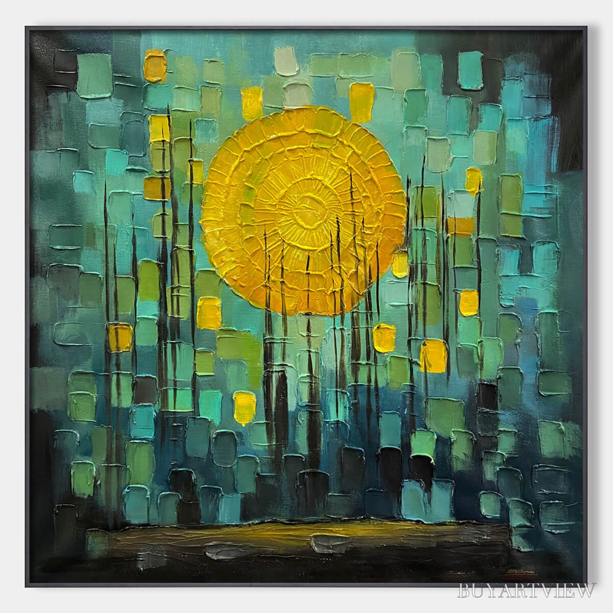 ARTOVITAS Solar Forest – Abstract Forest Landscape Impasto Oil Painting - image 1