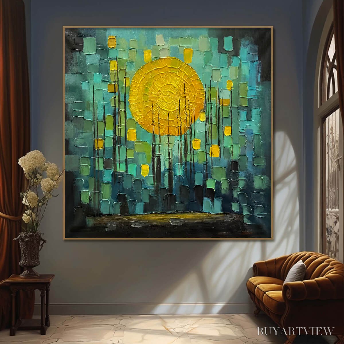 ARTOVITAS Solar Forest – Abstract Forest Landscape Impasto Oil Painting - image 2