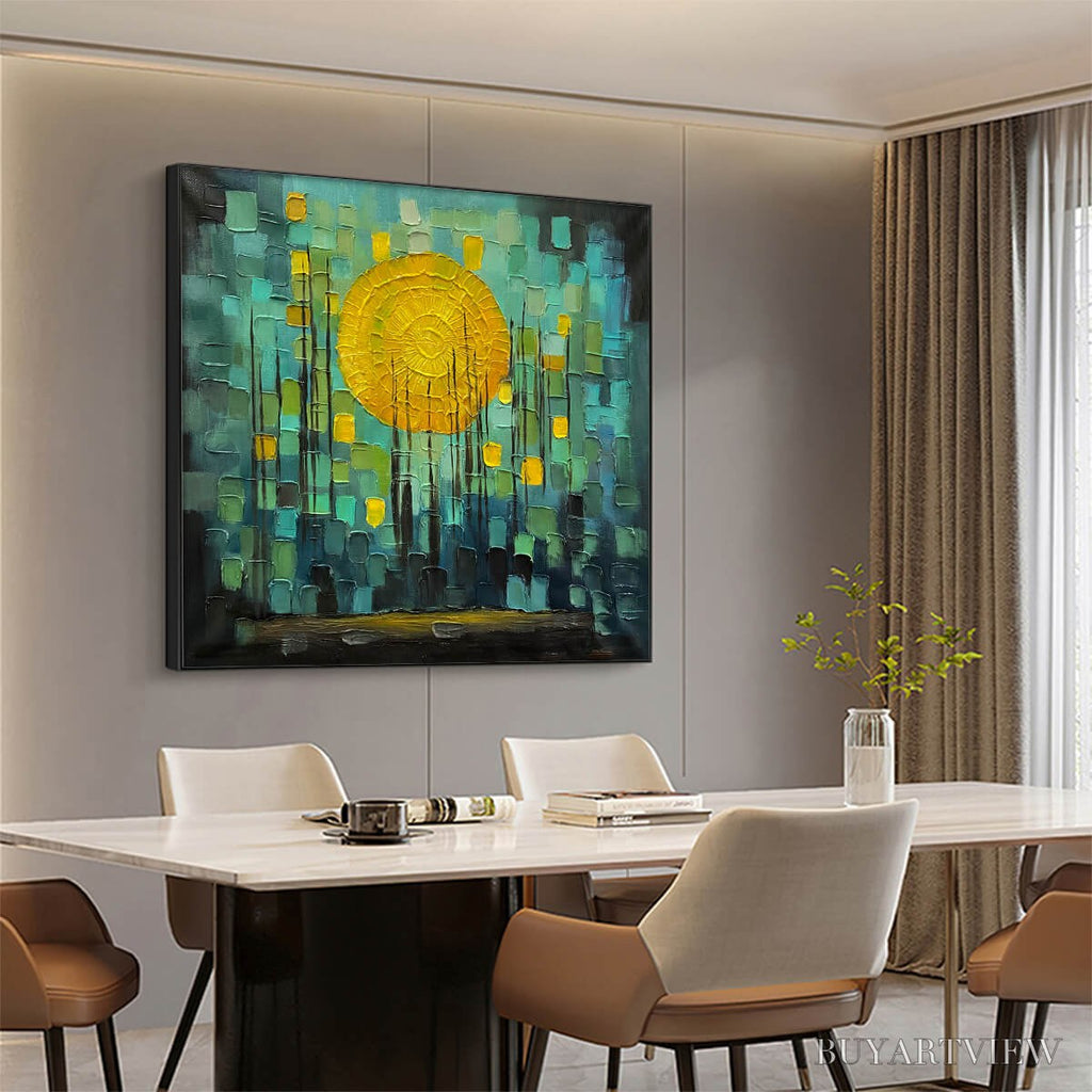 ARTOVITAS Solar Forest – Abstract Forest Landscape Impasto Oil Painting - image 4