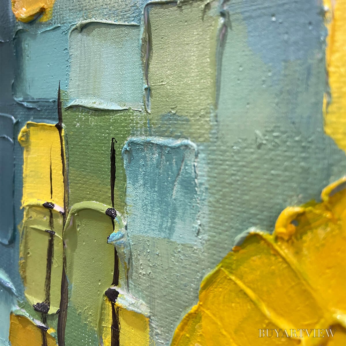 ARTOVITAS Solar Forest – Abstract Forest Landscape Impasto Oil Painting - image 5