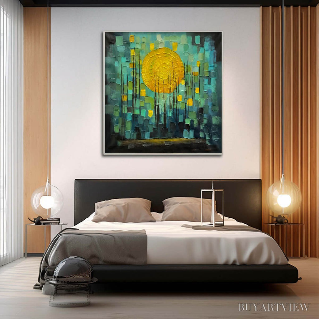 ARTOVITAS Solar Forest – Abstract Forest Landscape Impasto Oil Painting - image 6