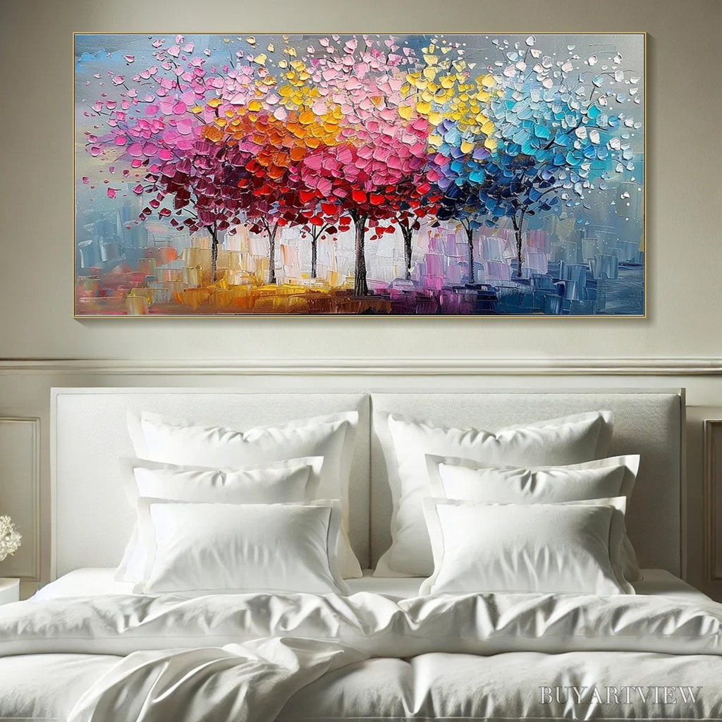 ARTOVITAS Rainbow Forest – Textured Impasto Trees Oil Painting - image 2