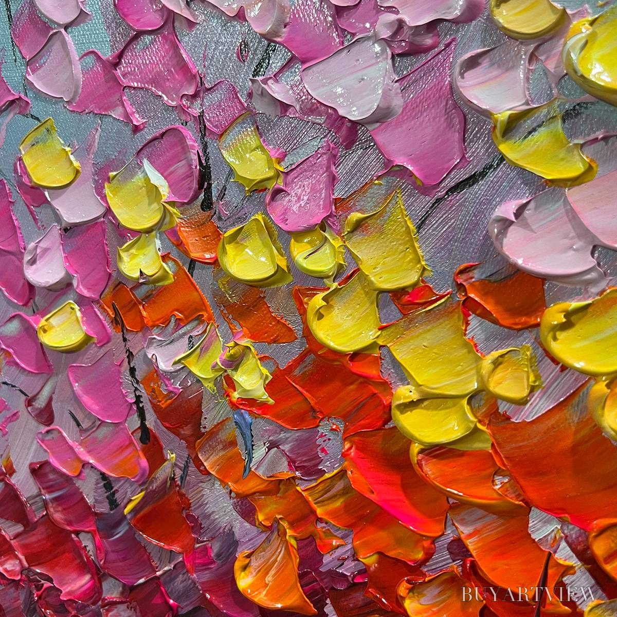 ARTOVITAS Rainbow Forest – Textured Impasto Trees Oil Painting - image 6
