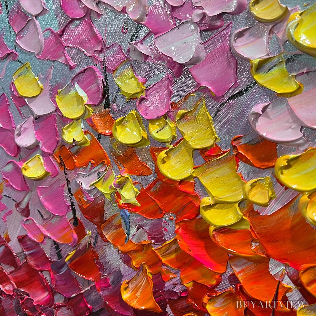 ARTOVITAS Enchanted Forest – Textured Colorful Trees Oil Painting - image 3
