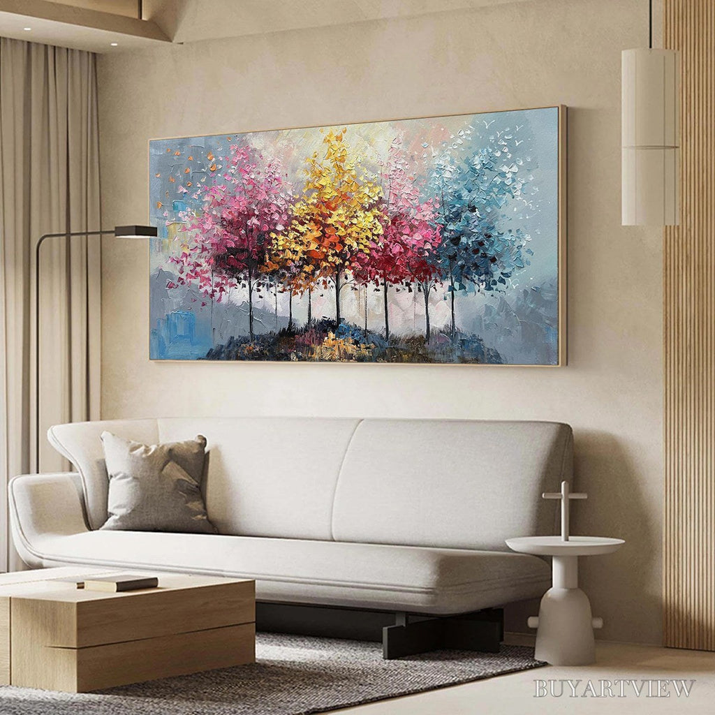 ARTOVITAS Enchanted Forest – Textured Colorful Trees Oil Painting - image 4