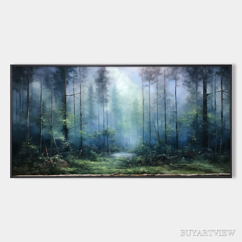 ARTOVITAS Forest Whispers – Panoramic Misty Forest Oil Painting - image 1