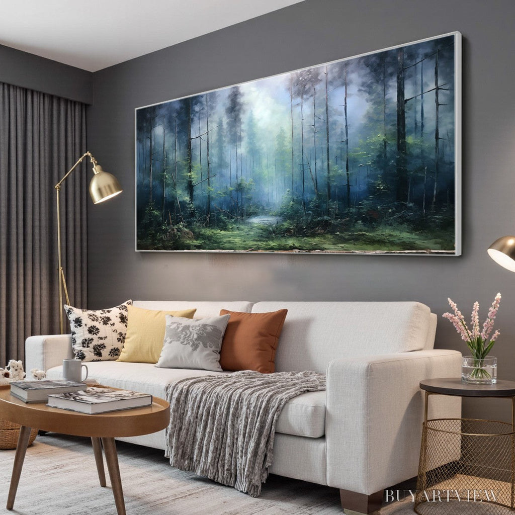 ARTOVITAS Forest Whispers – Panoramic Misty Forest Oil Painting - image 4