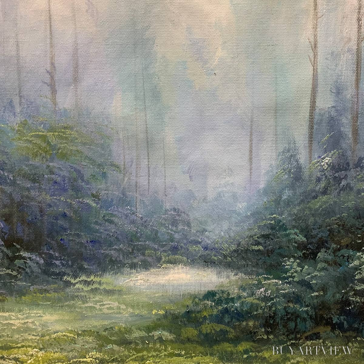 ARTOVITAS Forest Whispers – Panoramic Misty Forest Oil Painting - image 5