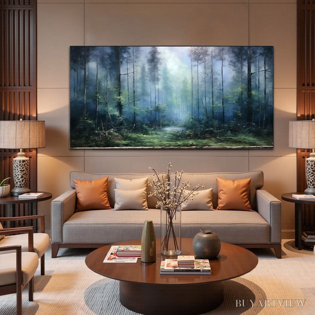 ARTOVITAS Forest Whispers – Panoramic Misty Forest Oil Painting - image 6