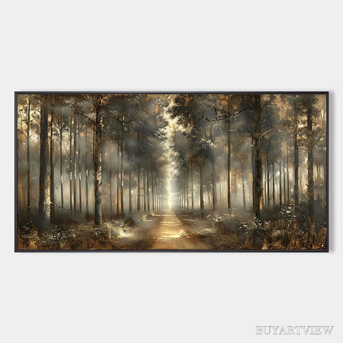 ARTOVITAS Forest Path – Panoramic Misty Forest Landscape Oil Painting - image 1