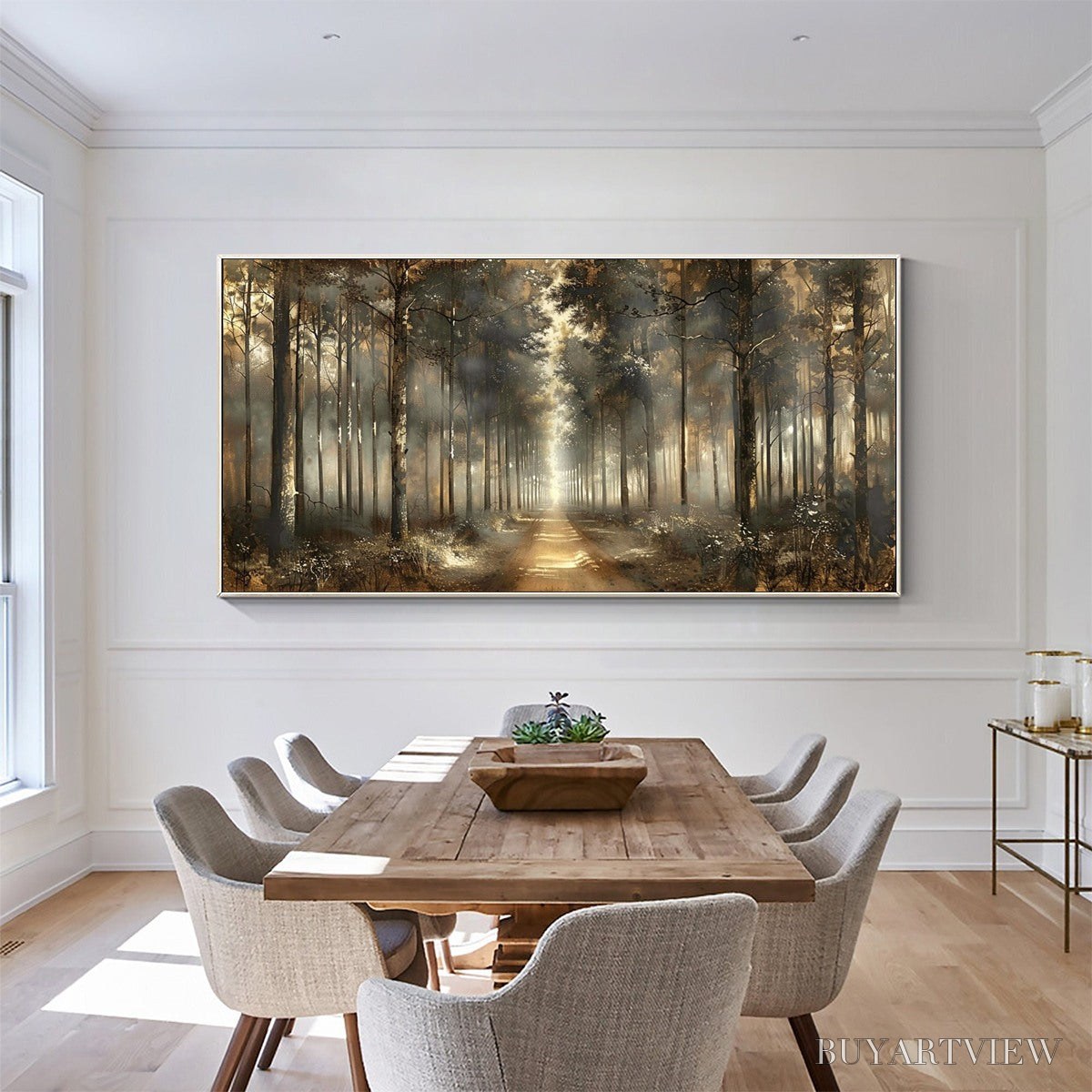 ARTOVITAS Forest Path – Panoramic Misty Forest Landscape Oil Painting - image 2
