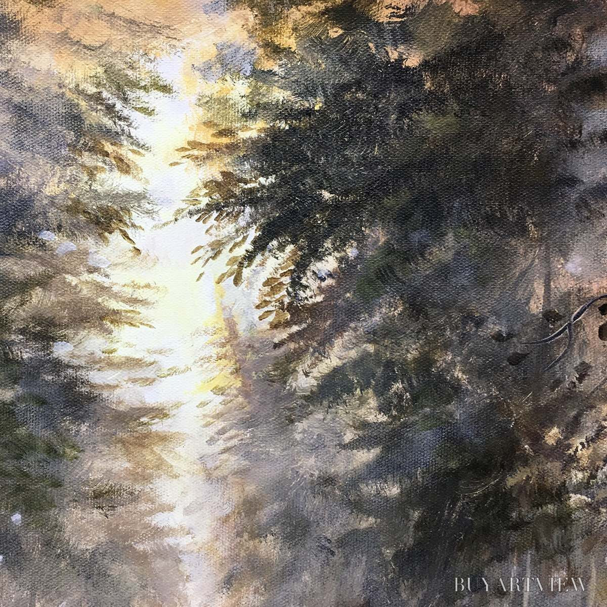 ARTOVITAS Forest Path – Panoramic Misty Forest Landscape Oil Painting - image 3