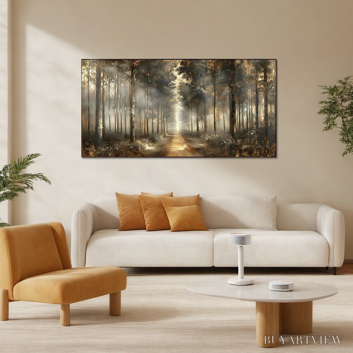 ARTOVITAS Forest Path – Panoramic Misty Forest Landscape Oil Painting - image 4