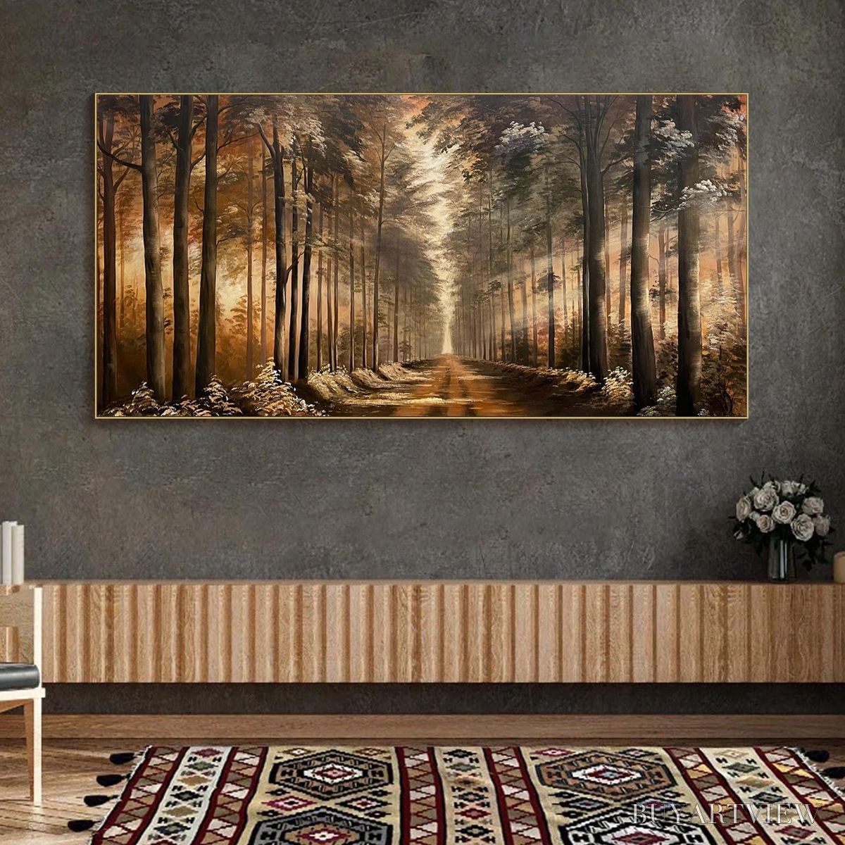 ARTOVITAS Forest Path – Panoramic Landscape Oil Painting - image 2