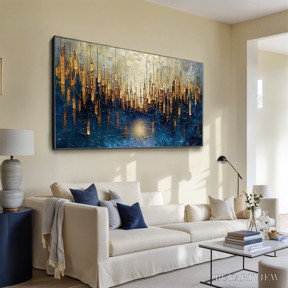 ARTOVITAS Golden Forest Reflection – Textured Landscape Oil Painting - image 6