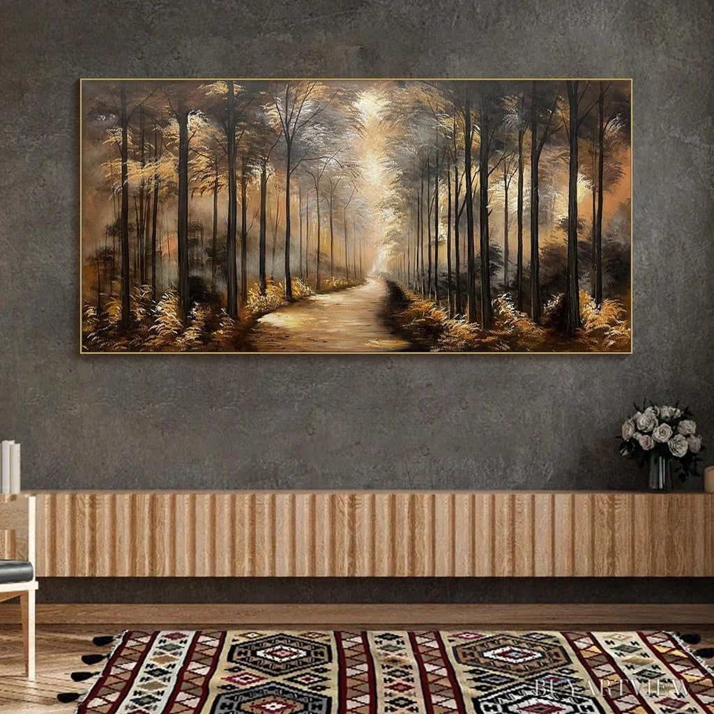 ARTOVITAS Whispers of the Woods – Panoramic Forest Path Oil Painting - image 2