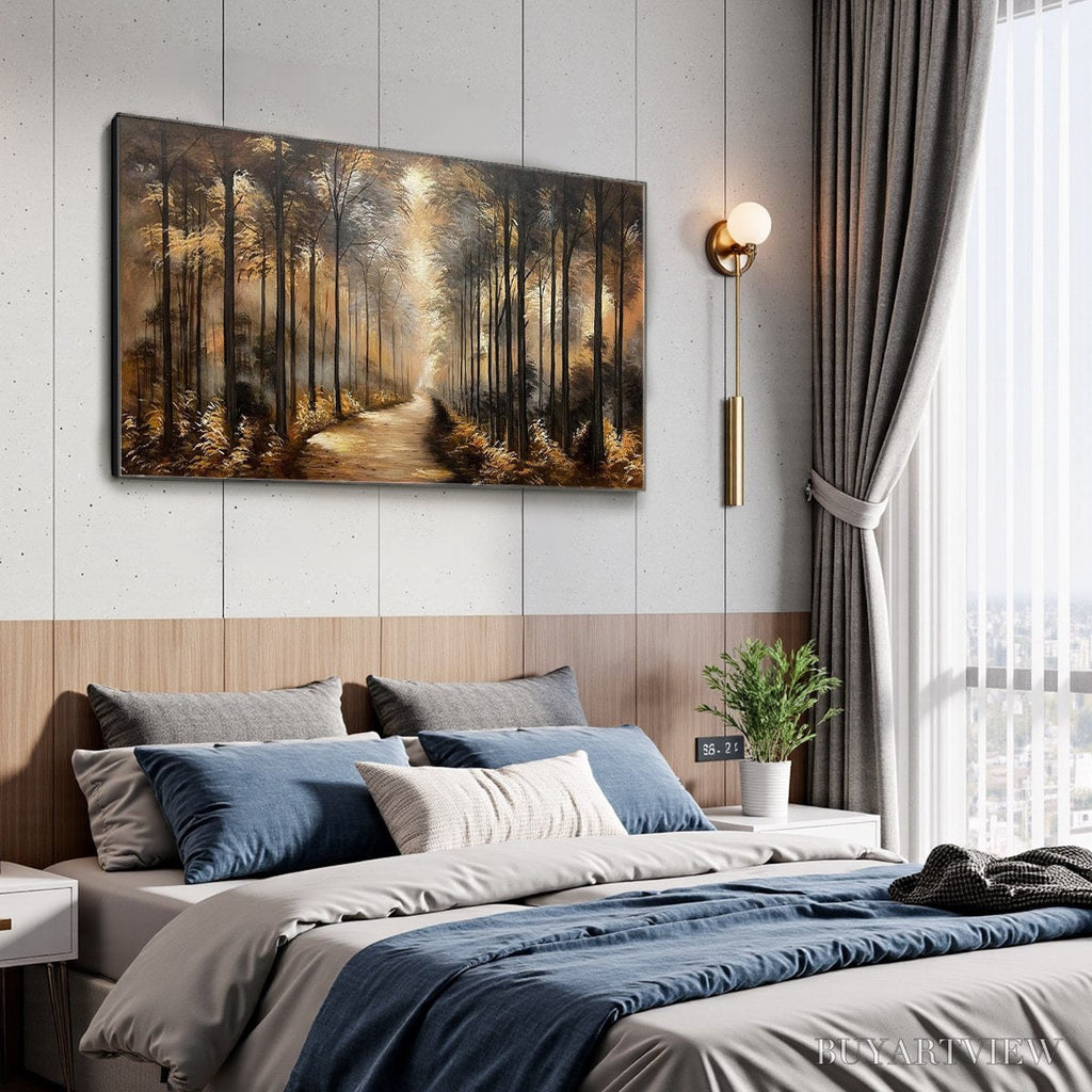 ARTOVITAS Whispers of the Woods – Panoramic Forest Path Oil Painting - image 4