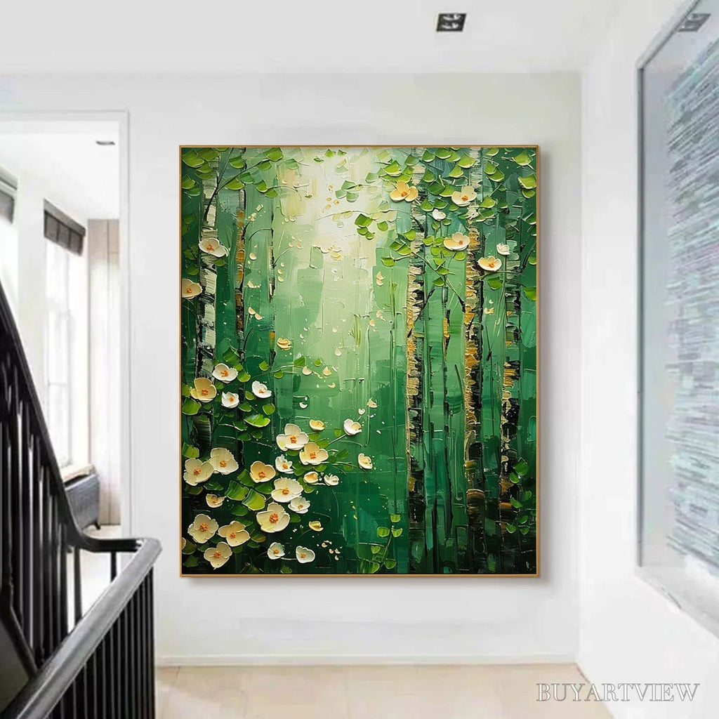 ARTOVITAS Forest Bloom – Textured Impasto Forest and Flowers Oil Painting - image 2