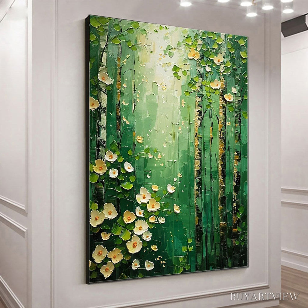 ARTOVITAS Forest Bloom – Textured Impasto Forest and Flowers Oil Painting - image 4