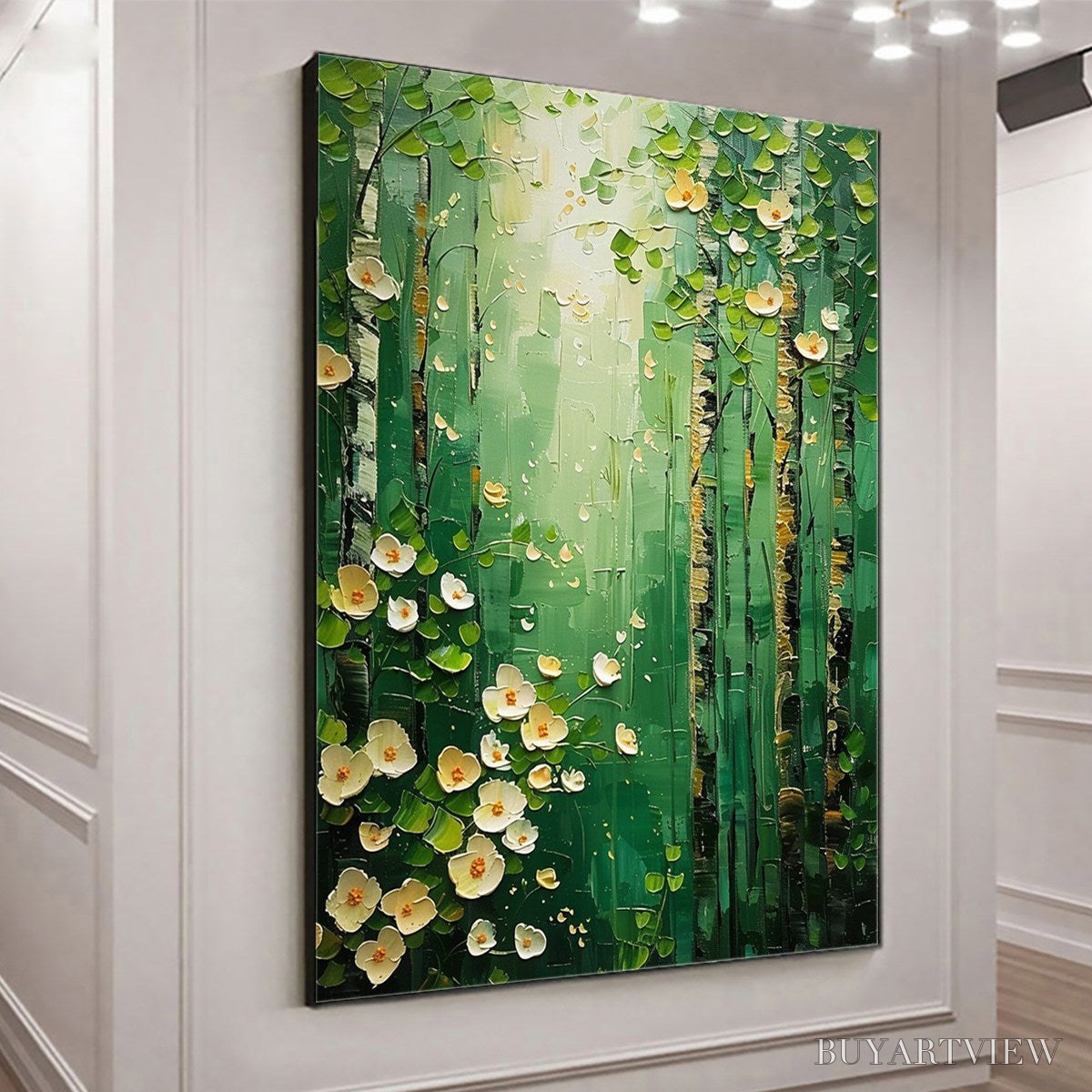 ARTOVITAS Forest Bloom – Textured Impasto Forest and Flowers Oil Painting - image 4
