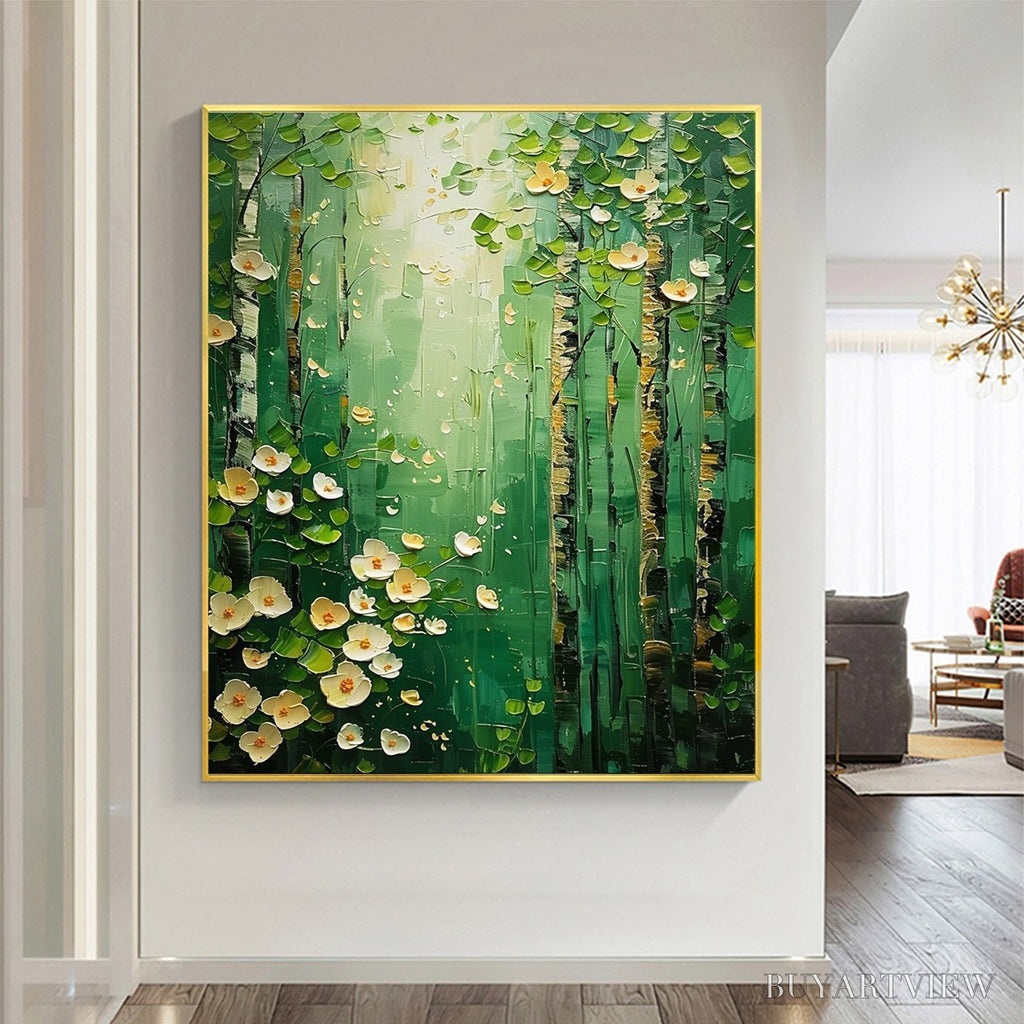 ARTOVITAS Forest Bloom – Textured Impasto Forest and Flowers Oil Painting - image 6