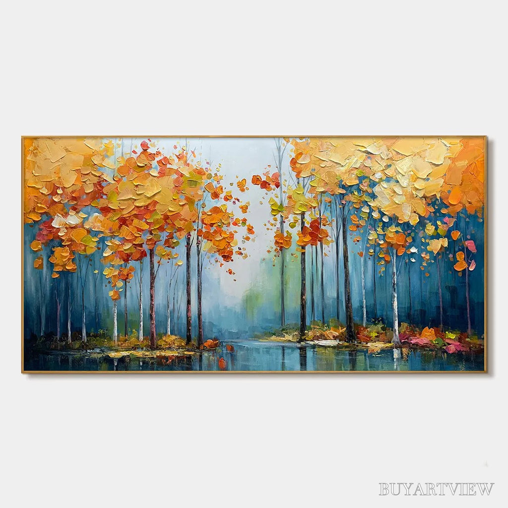 ARTOVITAS Autumn Reflections – Colorful Autumn Forest Landscape Oil Painting - image 1