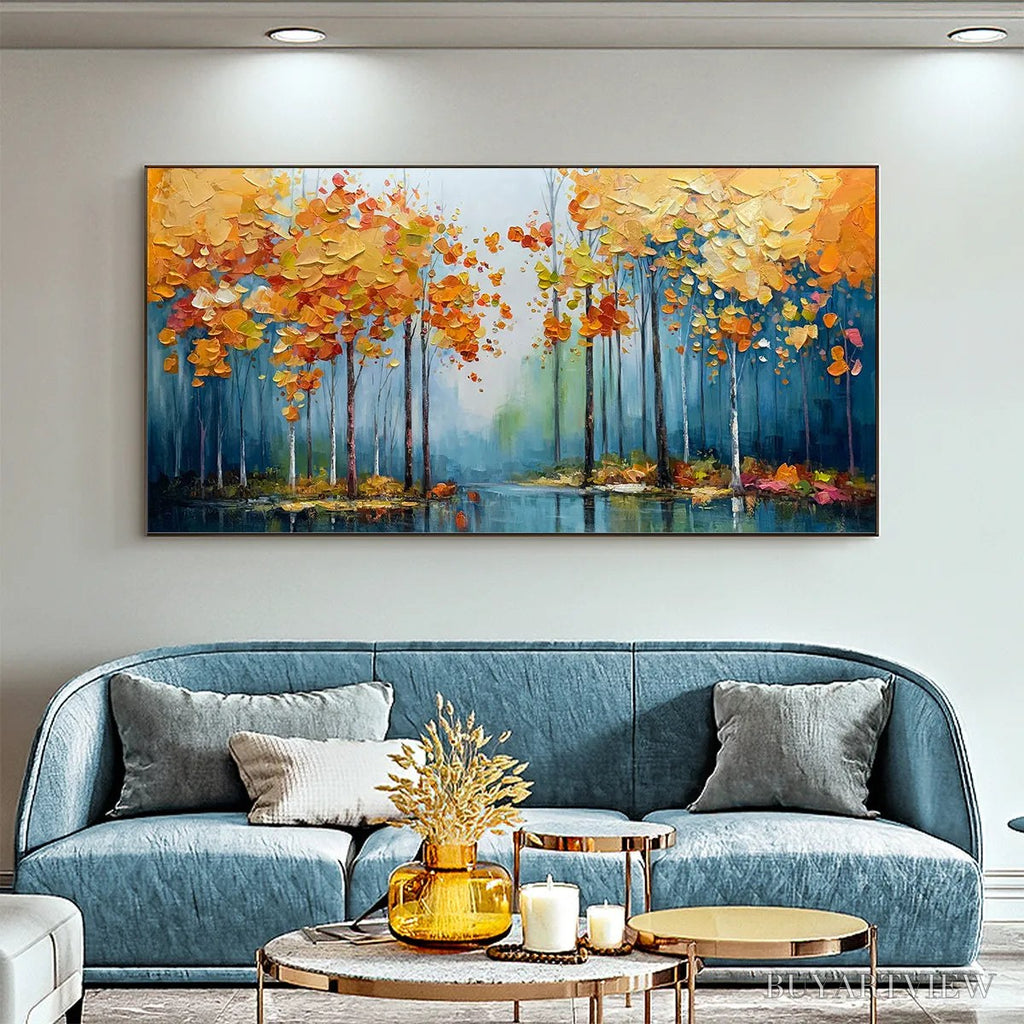 ARTOVITAS Autumn Reflections – Colorful Autumn Forest Landscape Oil Painting - image 2