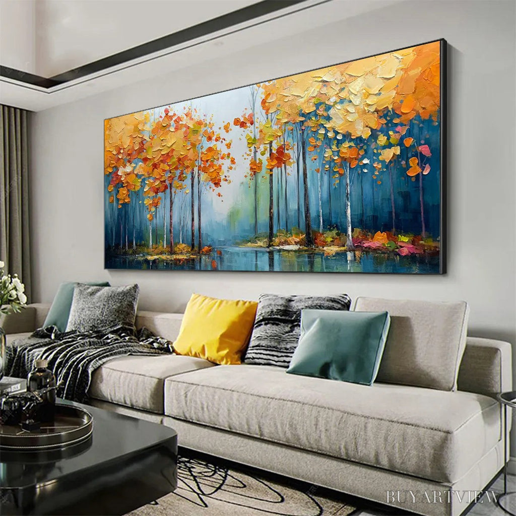 ARTOVITAS Autumn Reflections – Colorful Autumn Forest Landscape Oil Painting - image 4