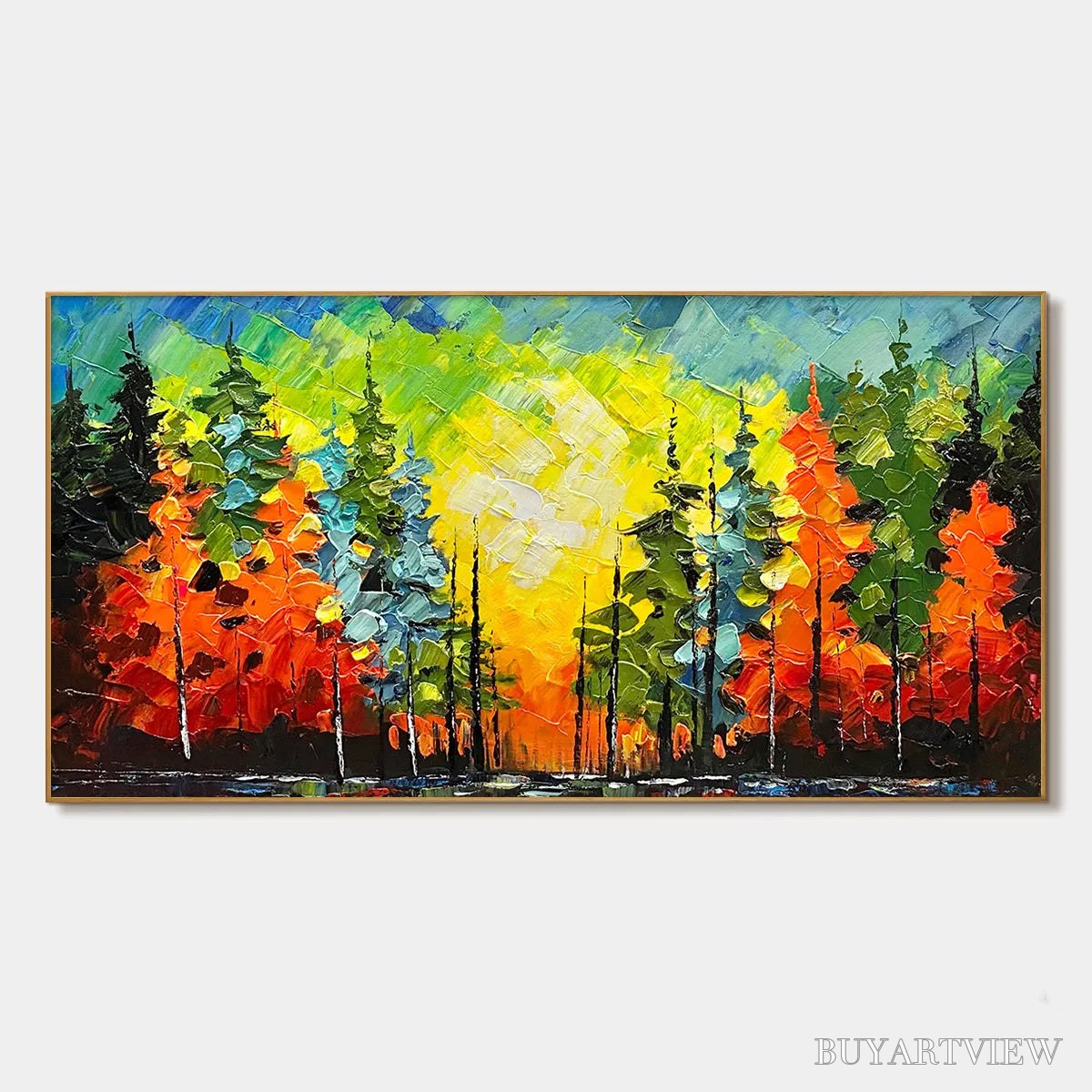 ARTOVITAS Autumn Symphony – Impasto Forest Painting in Vibrant Colors - image 1