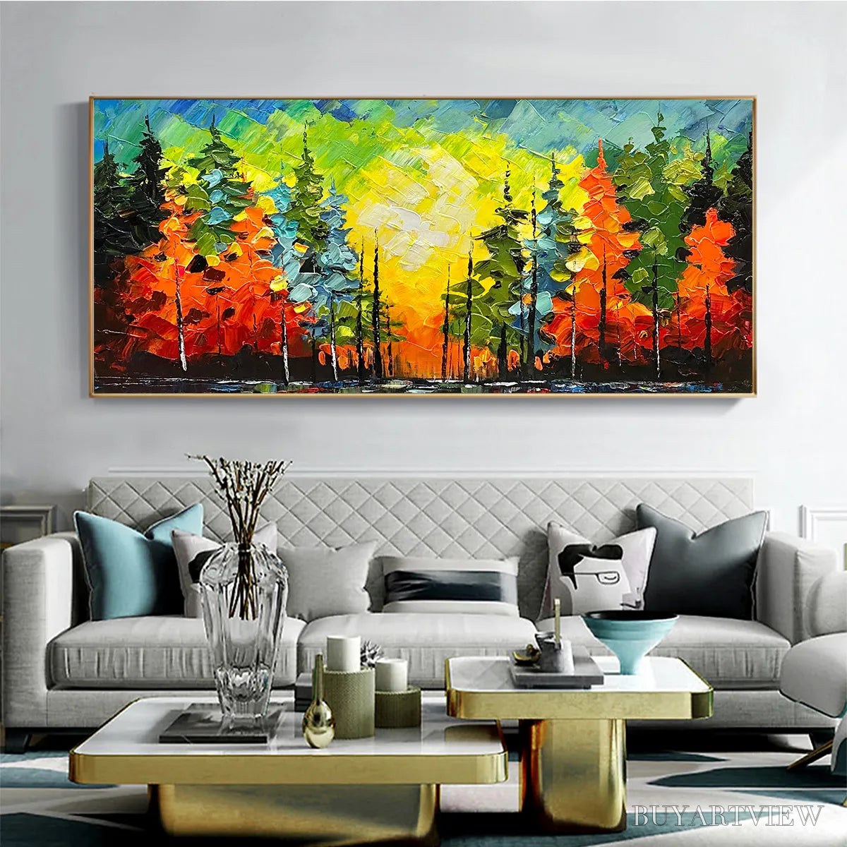 ARTOVITAS Autumn Symphony – Impasto Forest Painting in Vibrant Colors - image 2