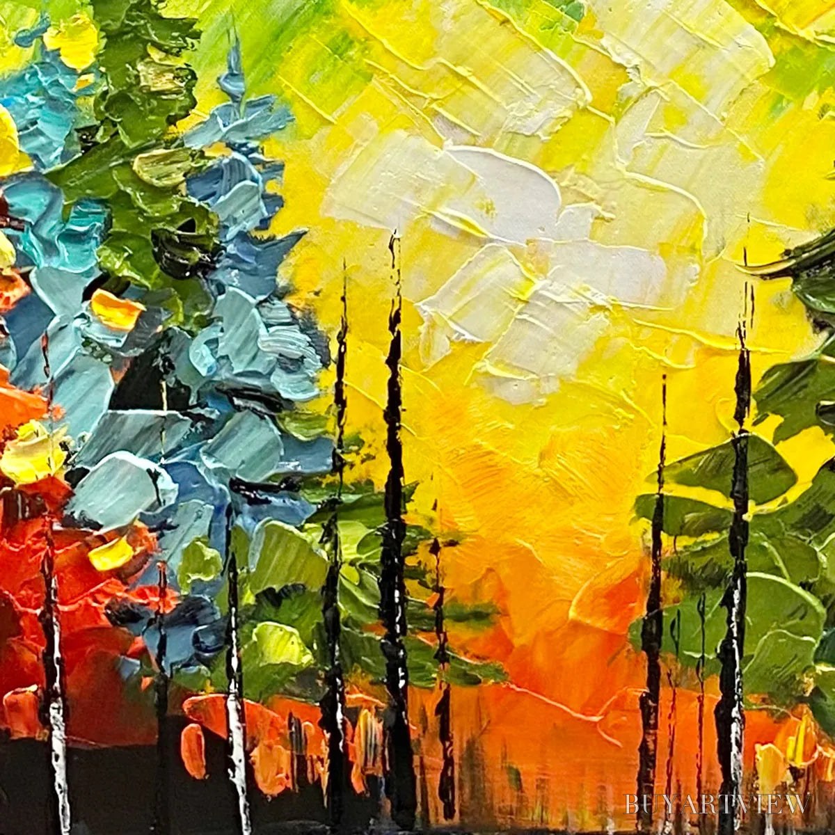ARTOVITAS Autumn Symphony – Impasto Forest Painting in Vibrant Colors - image 3