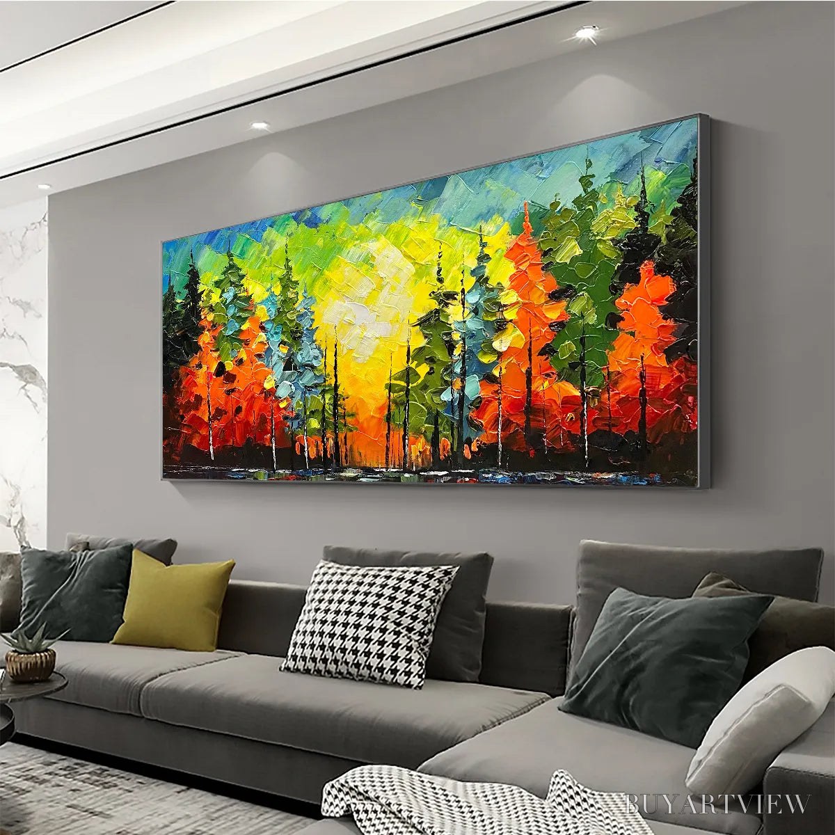 ARTOVITAS Autumn Symphony – Impasto Forest Painting in Vibrant Colors - image 4