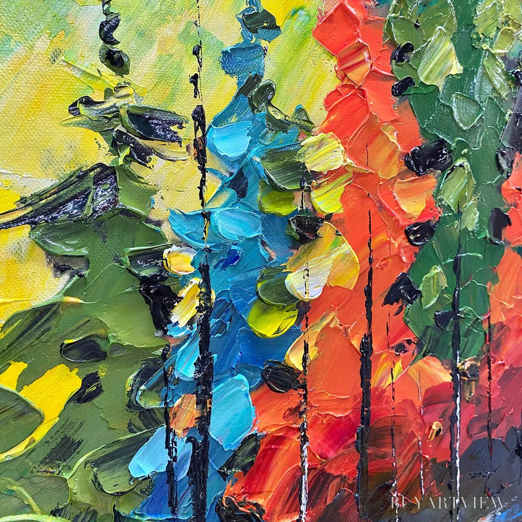 ARTOVITAS Autumn Symphony – Impasto Forest Painting in Vibrant Colors - image 5