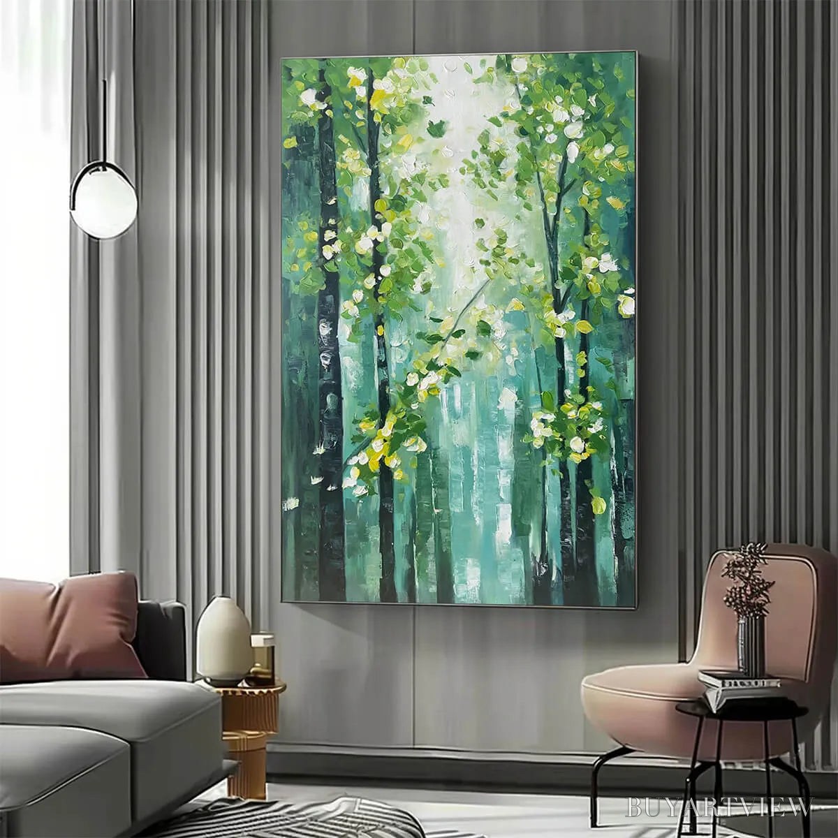 ARTOVITAS Emerald Grove – Forest Trees Nature Oil Painting - image 2